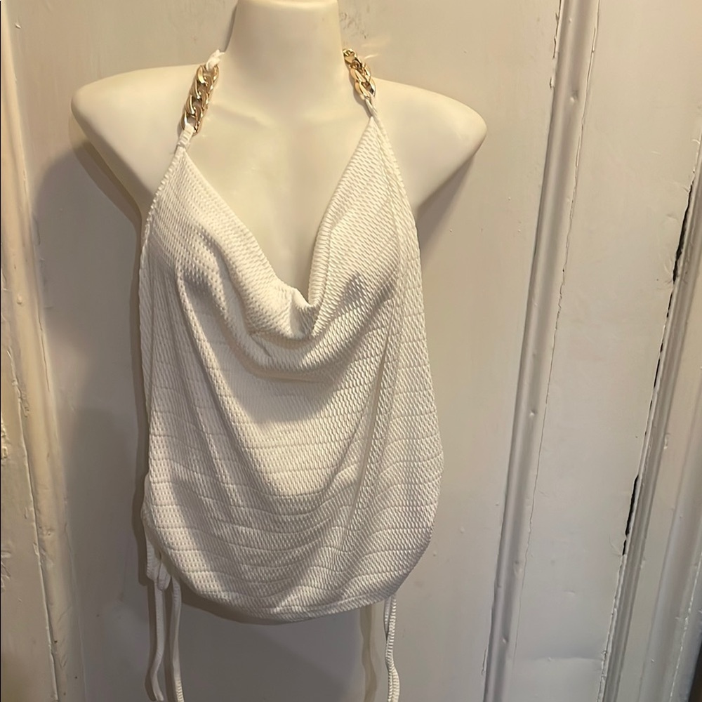 SHEIN Elegant White Halter Top 2X